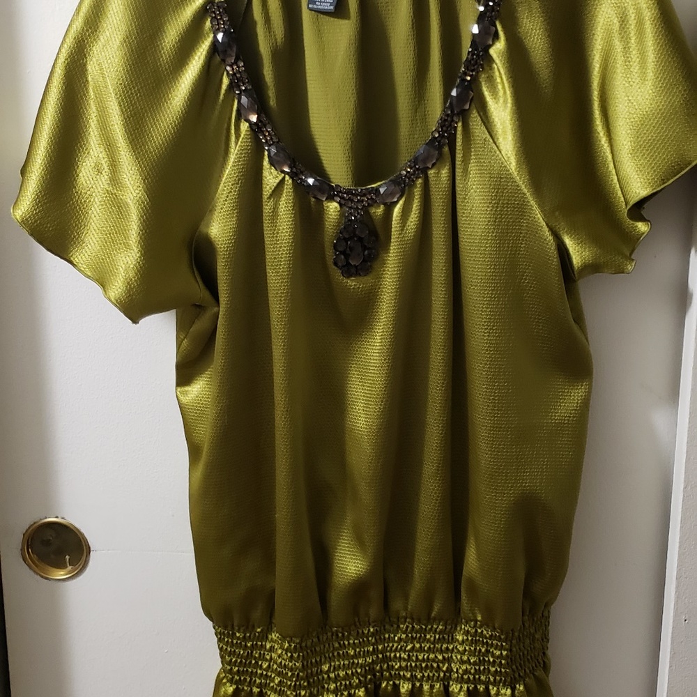 Satin Short Sleeve Dress Top